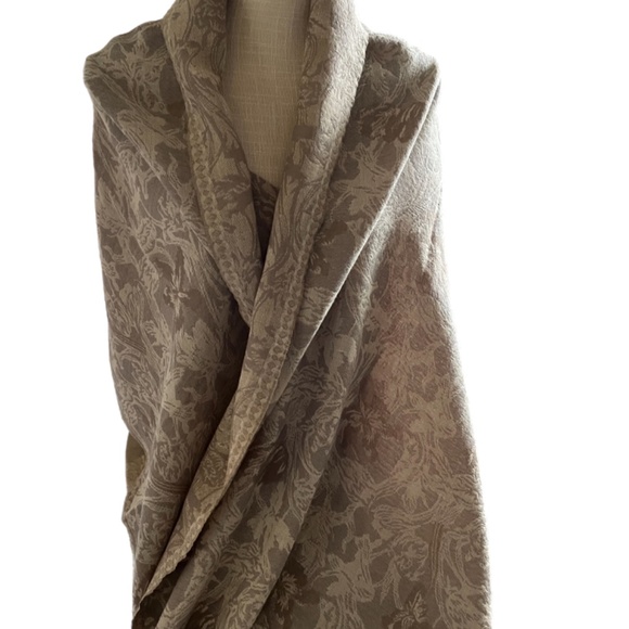 Large Wool Fringed Pashima Wrap Scarf 27x74 RIJKS - Picture 6 of 6